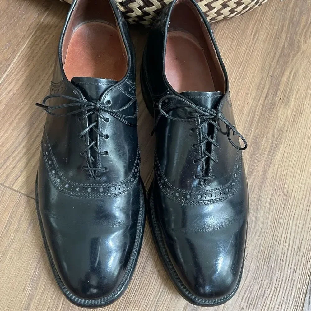Allen Edmonds Black Leather Polo Shelton Oxford Dress Shoes Mens $425 8